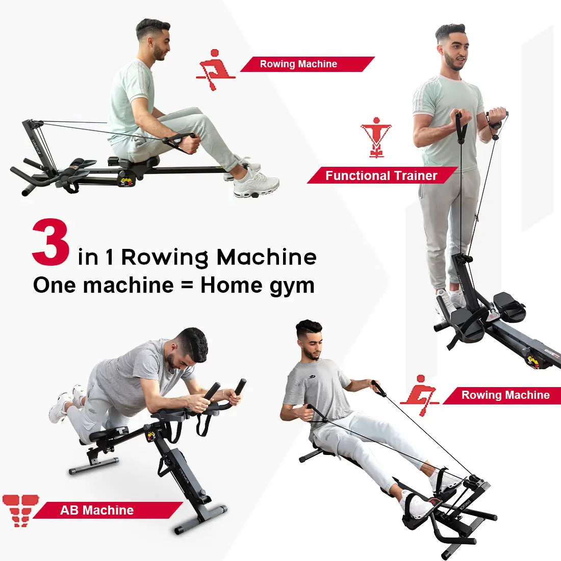 Tousains 3 in 1 Rowing Machine