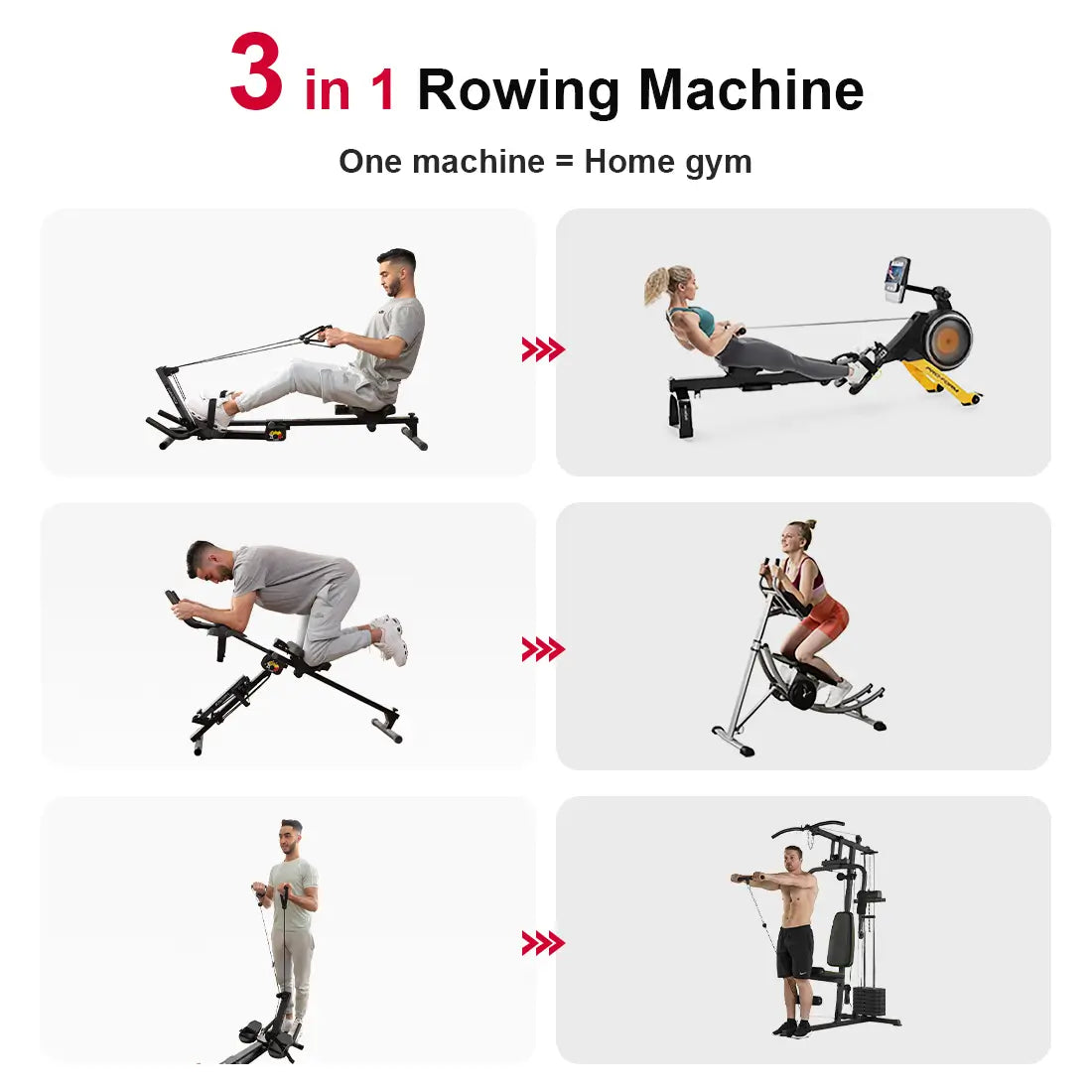 Tousains 3 in 1 Rowing Machine