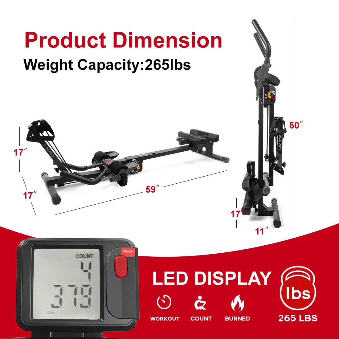 Tousains 3 in 1 Rowing Machine