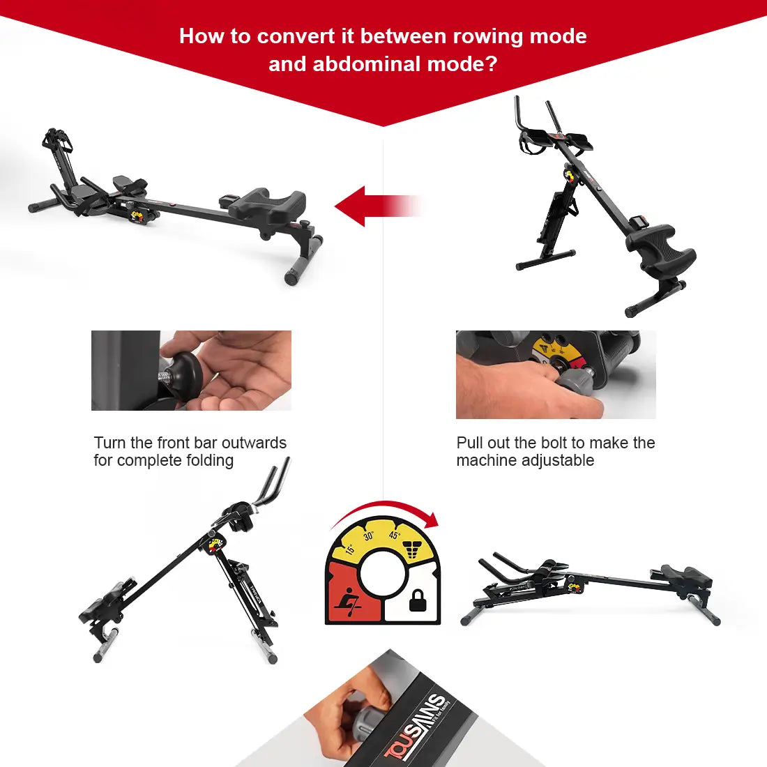 Tousains 3 in 1 Rowing Machine